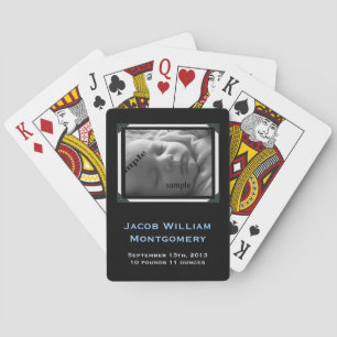 Personalised Modern Black & White New Baby Boy Playing Cards