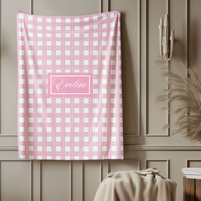 Personalised Modern Blanket Soft Pink Plaid Touch (Personalized Modern Blanket Soft Pink Plaid Touch)