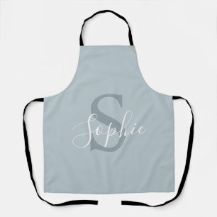 Personalised Modern Blue Family Name Monogram Apron