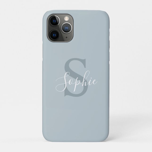 Personalised Modern Blue Family Name Monogram Case-Mate iPhone Case (Back)