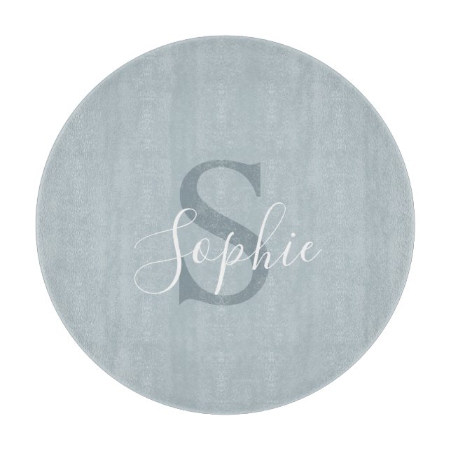 Personalised Modern Blue Family Name Monogram Cutting Board (Front)
