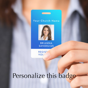 Personalised Modern Blue Gradient Custom Photo ID Badge