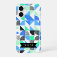 Personalised Modern Blue Mint Geometric