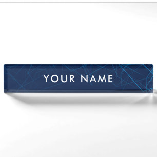Personalised Modern Blue Tech Professional Nameplate