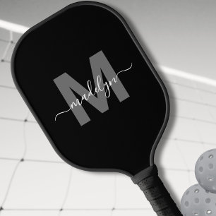 Personalised Modern Bold Script Name Monogram Pickleball Paddle