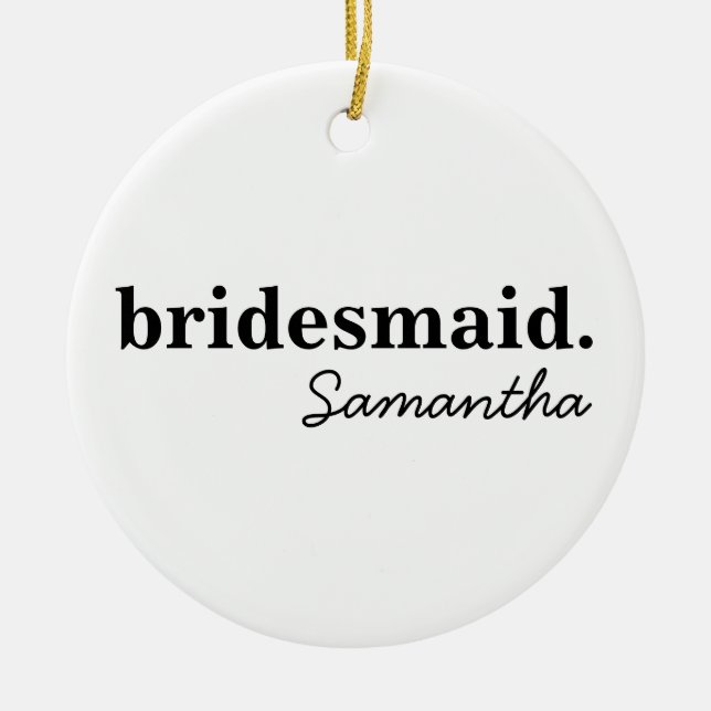 Personalised Modern Bridal Shower Bridesmaid Ceramic Tree Decoration (Front)