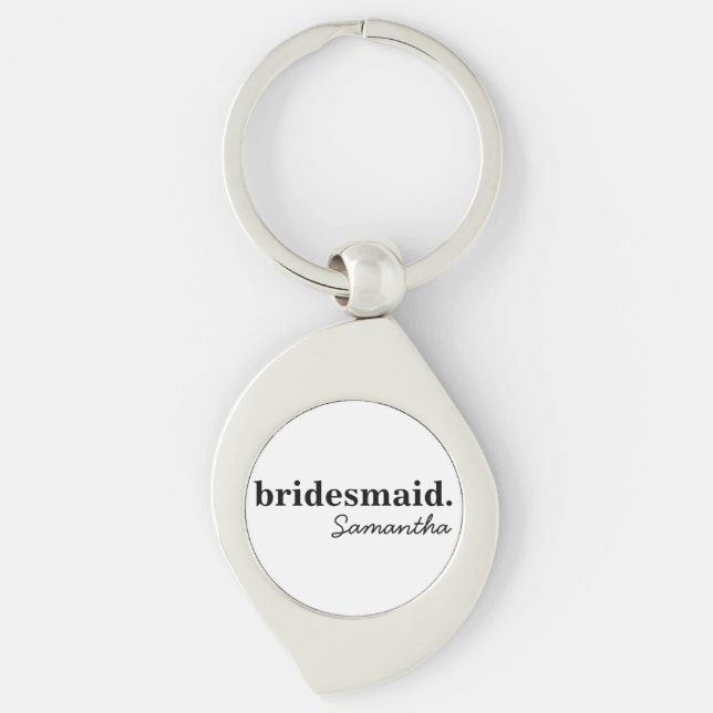 Personalised Modern Bridal Shower Bridesmaid Key Ring (Front)