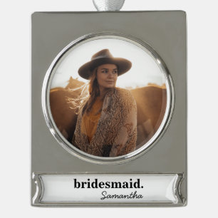 Personalised Modern Bridal Shower Bridesmaid Silver Plated Banner Ornament