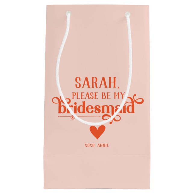 Personalised Modern Bridesmaid Proposal Small Gift Bag (Front)