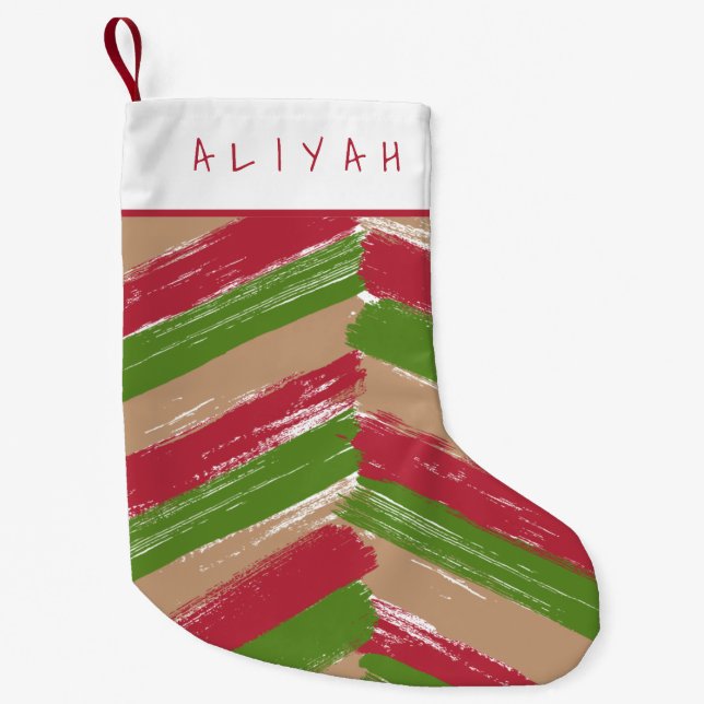 Personalised Modern Brush Strokes Small Christmas Stocking (Front)