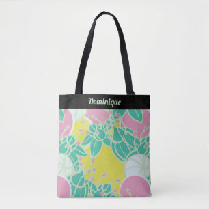 Personalised Modern Bud & Flower Pattern Tote Bag