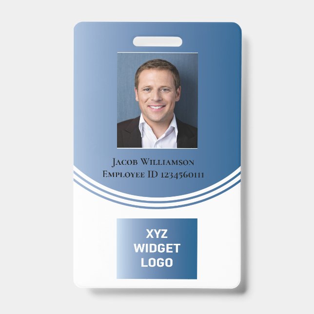 Personalised Modern Business Employee Photo Logo ID Badge (Front)