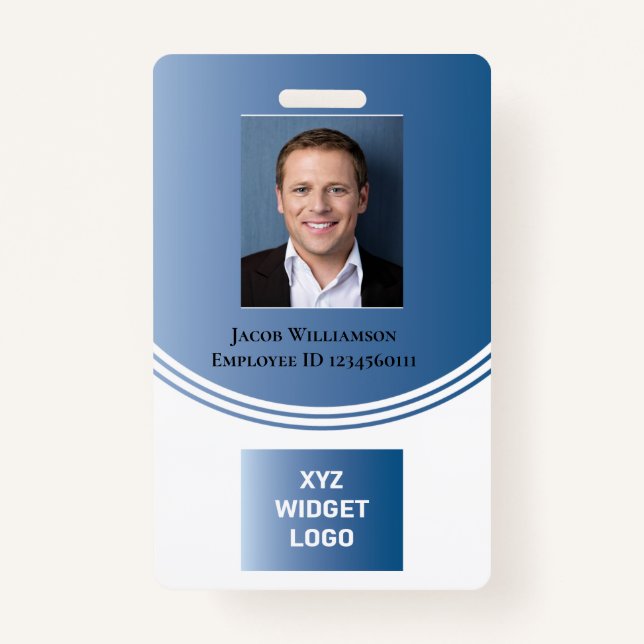 Personalised Modern Business Employee Photo Logo ID Badge (Front)