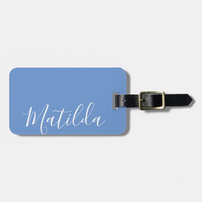 Personalised Modern Calligraphy Purple  Luggage Tag (Front Horizontal)
