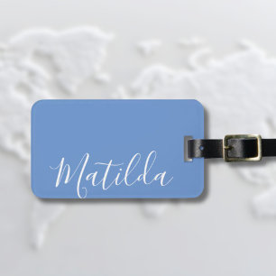 Personalised Modern Calligraphy Purple Luggage Tag