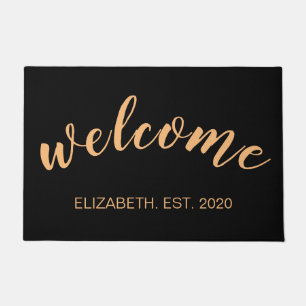 Personalised Modern Calligraphy Warm Welcome Doormat