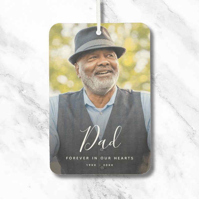 Personalised Modern Celebration of Life Funeral Car Air Freshener (Dad Photo Memorial Air Freshener)