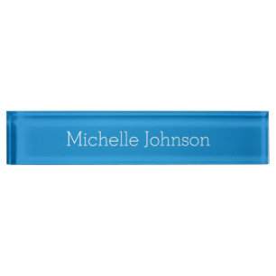 Personalised Modern Cerulean Blue Grainy Texture Nameplate