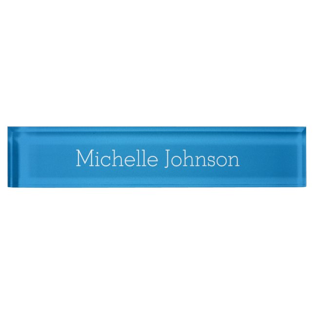 Personalised Modern Cerulean Blue Grainy Texture Nameplate (Front)