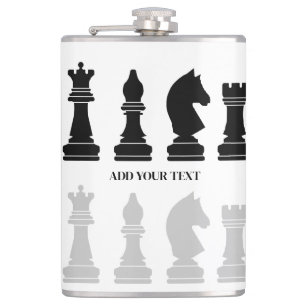 Personalised Modern Chess Piece Game  Hip Flask