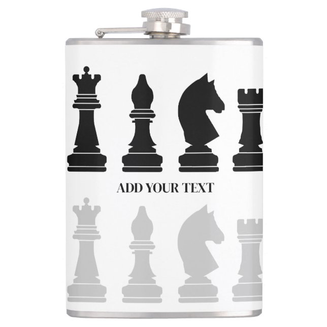 Personalised Modern Chess Piece Game  Hip Flask (Front)