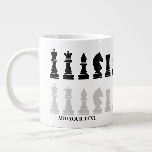 Personalised Modern Chess Piece Game  Large Coffee Mug (Left)