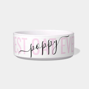 Personalised Modern Chic Script Best Cat Ever Pink Bowl