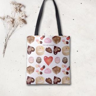 Personalised Modern Chocolate Candy Heart Tote Bag
