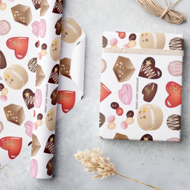 Personalised Modern Chocolate Candy Heart Wrapping Paper (Creator Uploaded)