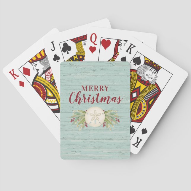 Personalised Modern Christmas Beach Playing Cards (Back)