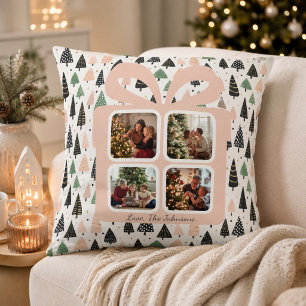 Personalised Modern Christmas Gift Box Photo Cushion