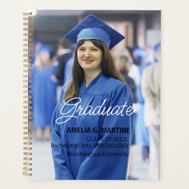 Personalised Modern Class of Graduation Name Photo Planner (Front)