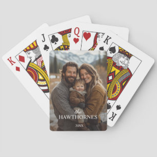 Personalised Modern Classic Family Name Photo Playing Cards