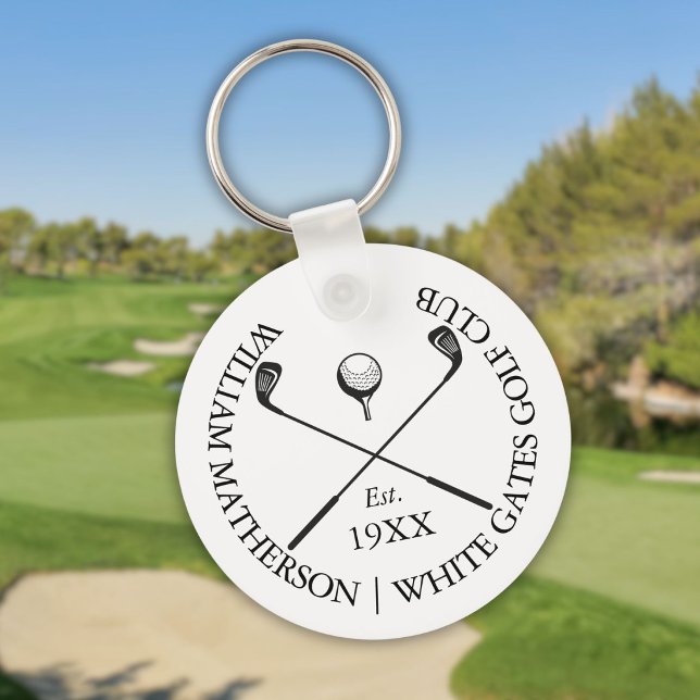 Personalised Modern Classic Golf Club Name Key Ring (Personalized Modern Classic Golf Club Name Keychain
)