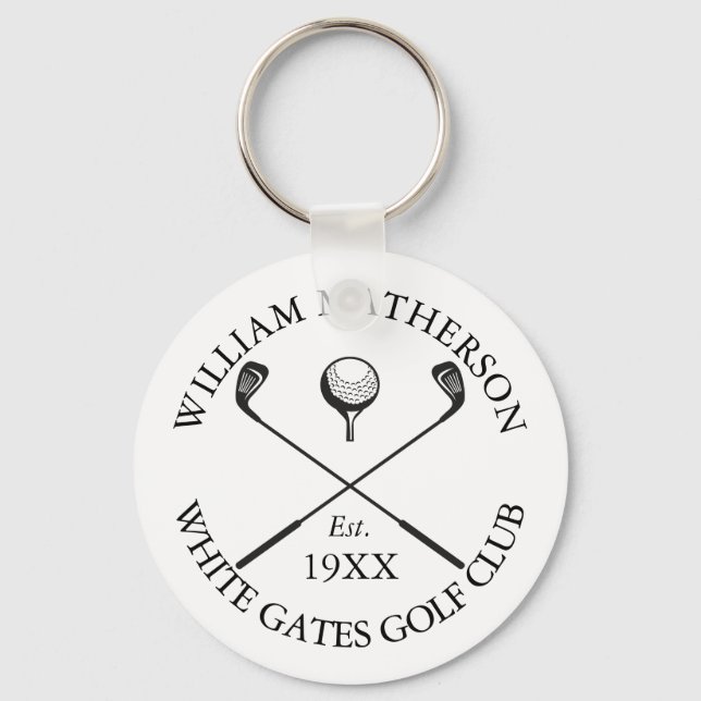 Personalised Modern Classic Golf Club Name Key Ring (Front)