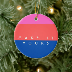 Personalised Modern Colour Block Pattern Ceramic Tree Decoration