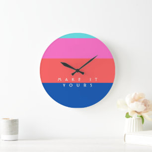 Personalised Modern Colour Block Pattern Large Clock