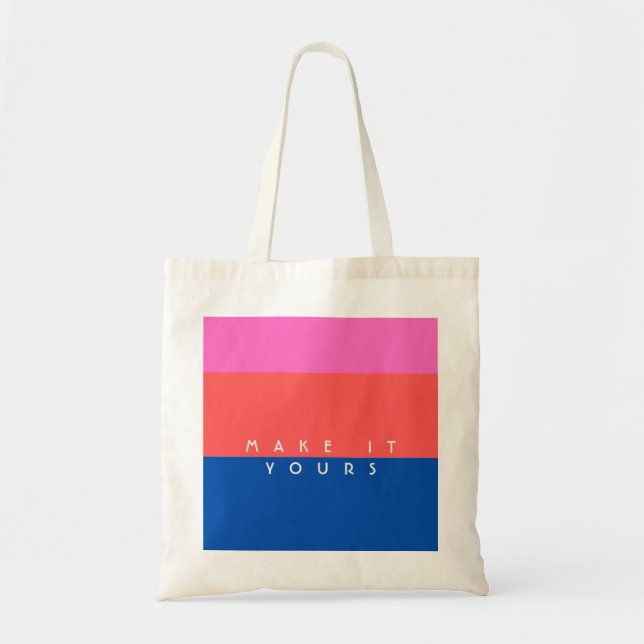 Personalised Modern Colour Block Pattern Tote Bag (Front)