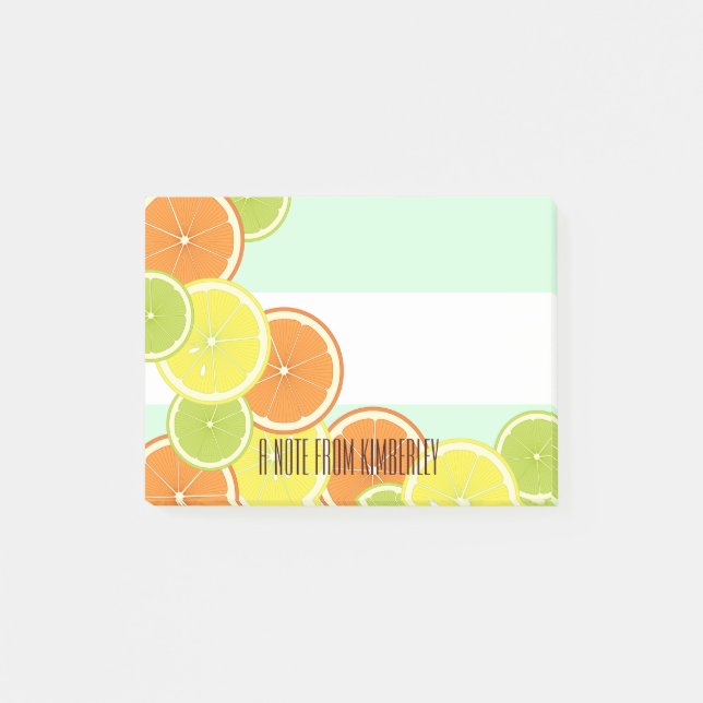Personalised Modern Colourful Citrus Fruit Slices Post-it Notes (Front)