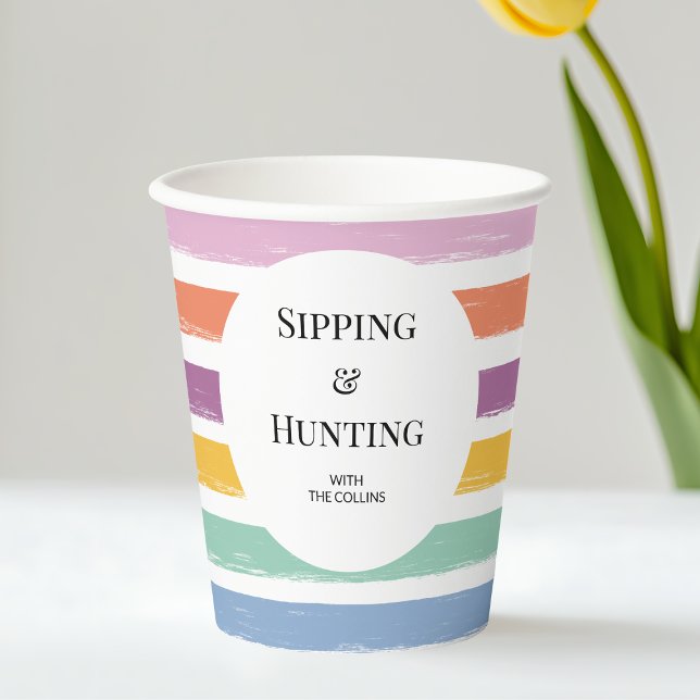 Personalised Modern Colourful Easter Egg Hunt Part Paper Cups (Personalized Modern Colorful Easter Egg Hunt Party Paper Cups)