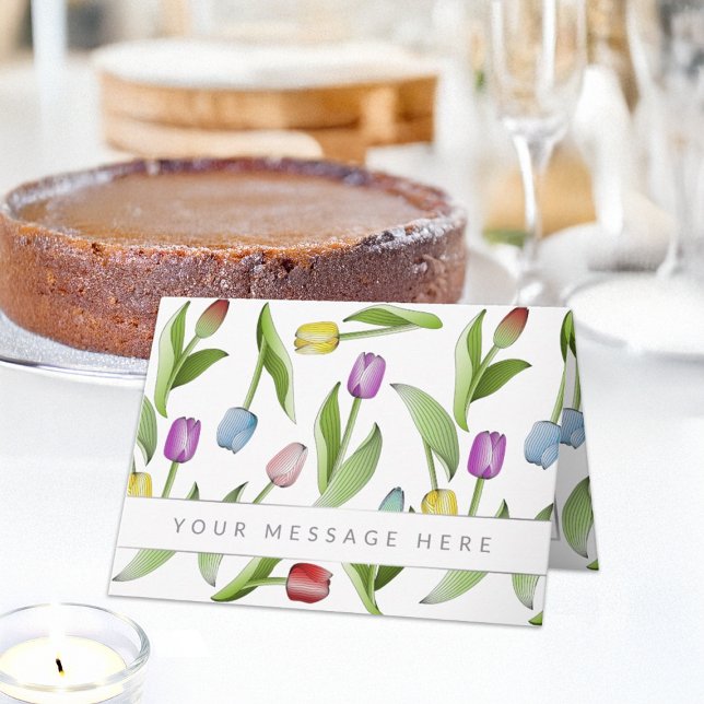 Personalised Modern Colourful Tulip Floral Pattern Card (Creator Uploaded)