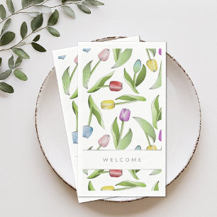 Personalised Modern Colourful Tulip Floral Pattern Napkin