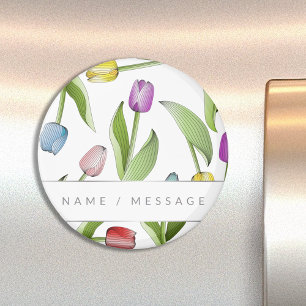 Personalised Modern Colourful Tulip Flower Magnet
