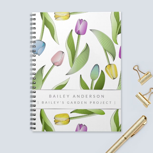 Personalised Modern Colourful Tulip Notebook (Creator Uploaded)
