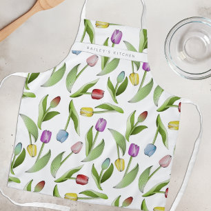 Personalised Modern Colourful Tulip Pattern Apron