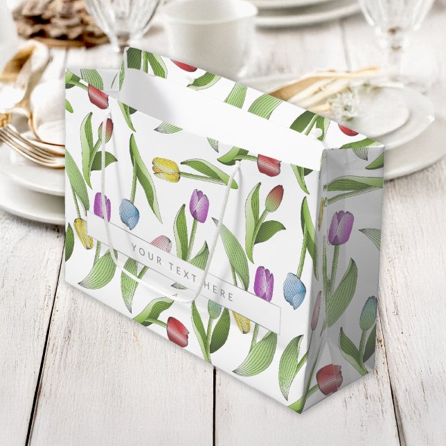 Personalised Modern Colourful Tulip Pattern Large Gift Bag (Creator Uploaded)