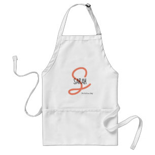 Personalised Modern Coral Elegant Monogram Chef Standard Apron