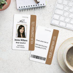 Personalised Modern Corporate Employee Brown ID Badge