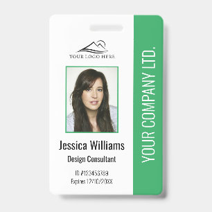 Personalised Modern Corporate Employee Green ID Badge