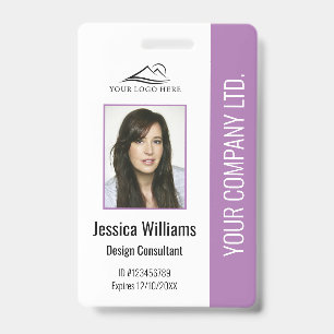 Personalised Modern Corporate Employee Purple ID  Badge